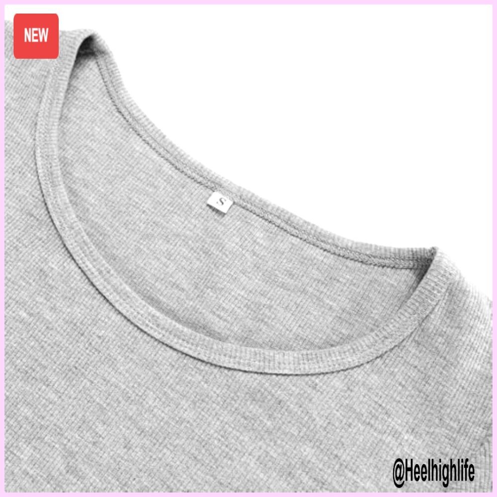 Ribbed Long Sleeve Crop Top Slim Fit Boat Neck Stretchy Basic Tee - Picture 3 of 7